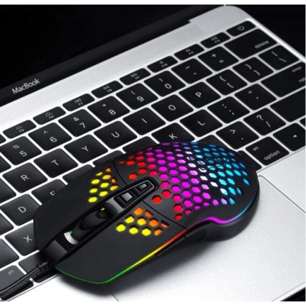 Trade Shop - Mouse Da Gioco Cablato Usb Macro Definition 7 Tasti Programmabile Luce Rgb Qm1 -