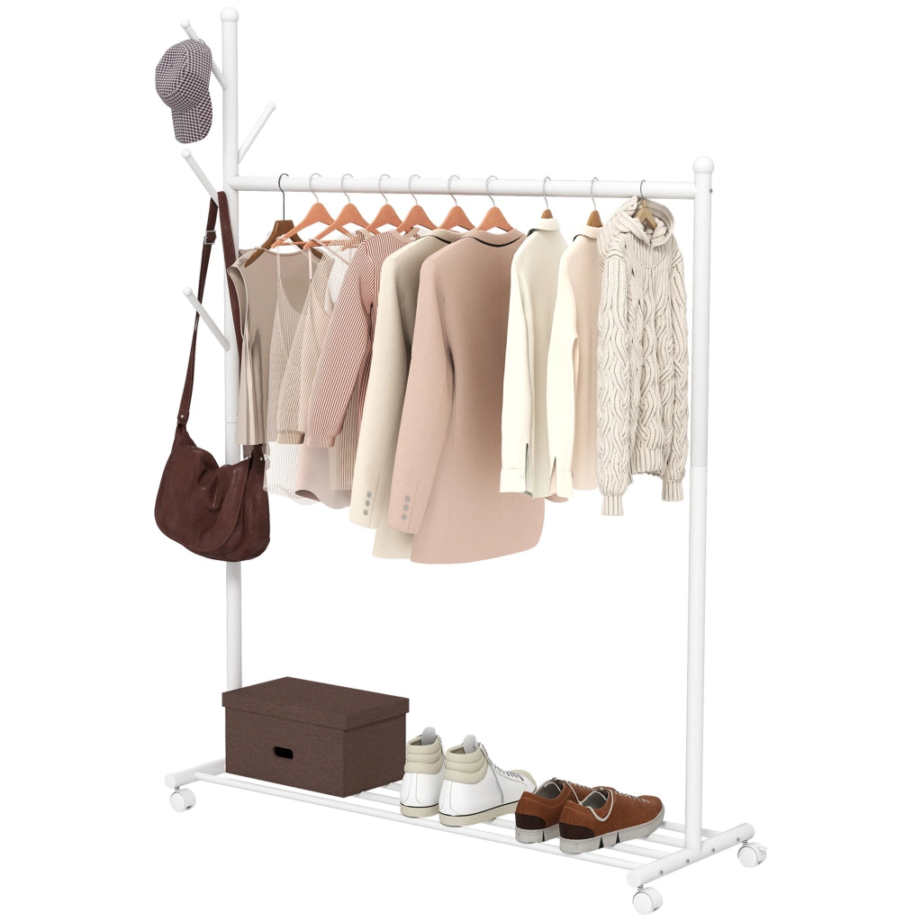 Appendiabiti con ruote e ripiano ¨C Minimal ¨C Bianco 120x43x171 cm