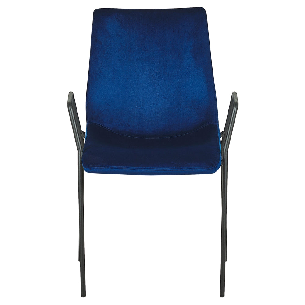 Set di 2 sedie da pranzo in velluto blu scuro con braccioli impilabili sala da pranzo ufficio sala conferenze