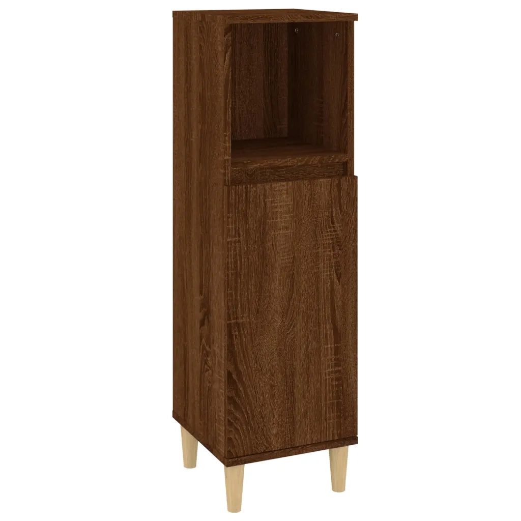 Armadietto Bagno Rovere Marrone 30x30x100 cm Legno Multistrato 819811