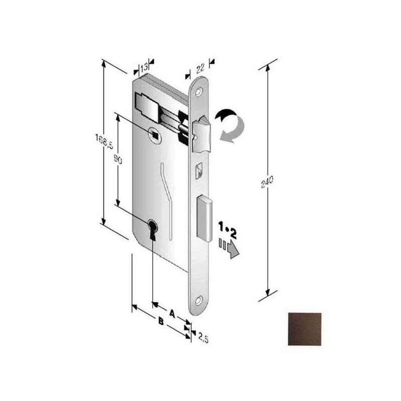 Serratura Patent Mm 8X90 E40 Bt Bronzata Gb
