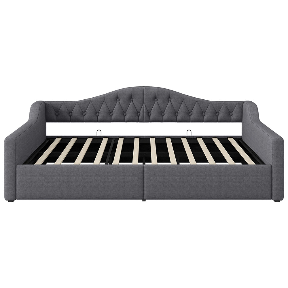 Letto imbottito - Xylo - 140x200cm LED con contenitore, grigio