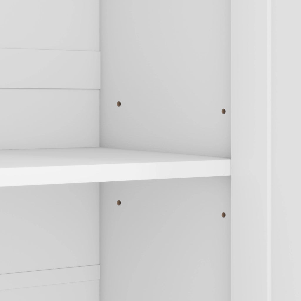 Armadietto da bagno con 2 ante, 4 vani e ripiani regolabili, soft-close, in MDF, bianco, 56 × 40 × 170 cm