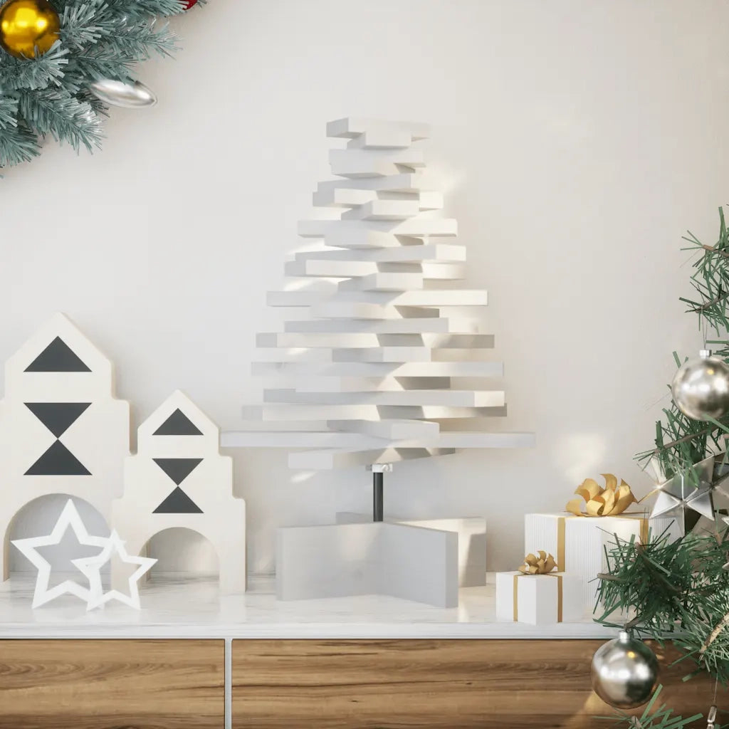 Albero di Natale | Decorazioni natalizie Decorativo Bianco 60 cm Legno Massello di Pino