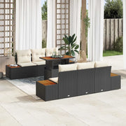 Set da Pranzo per Giardino con cuscino 7 pcs Nero e Beige