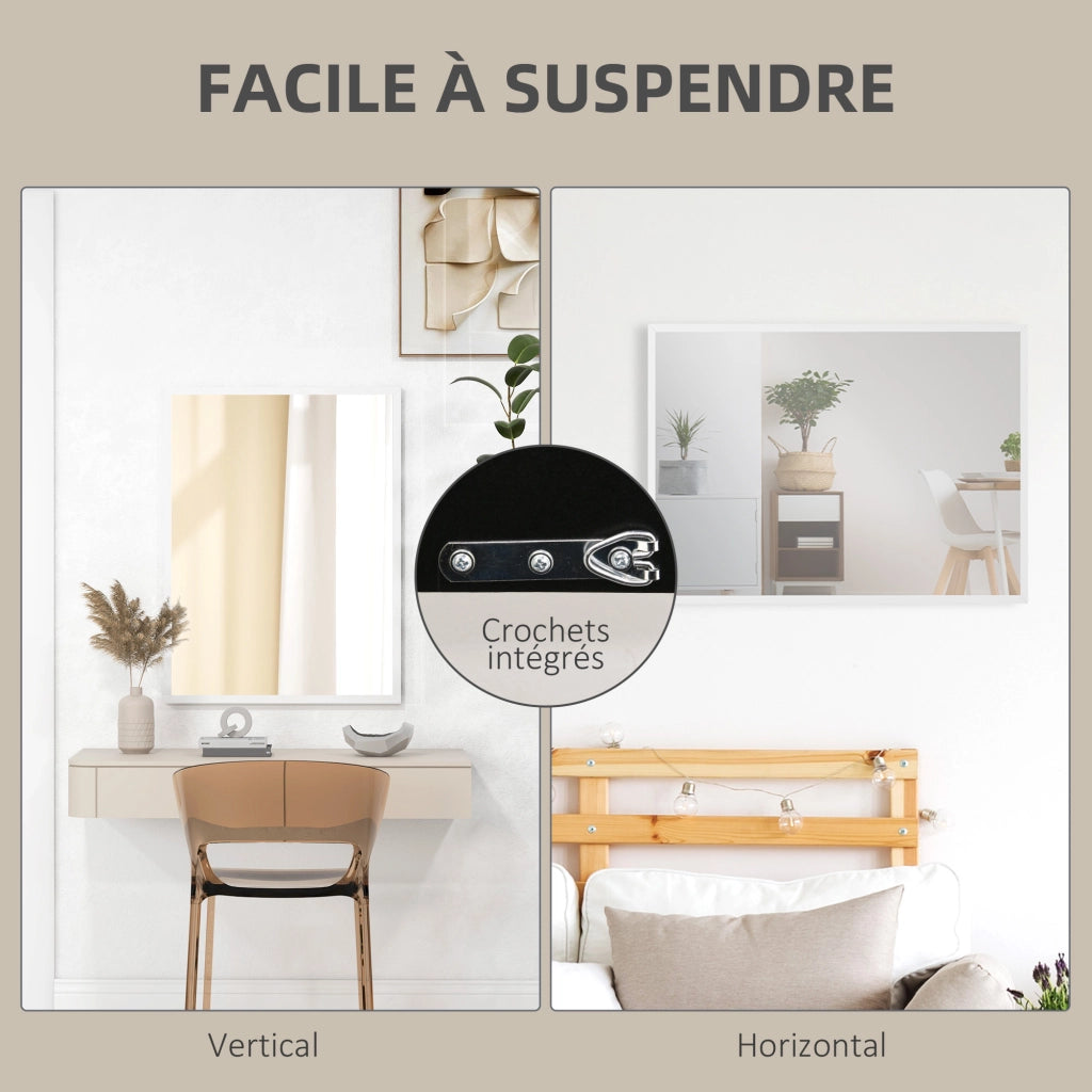 Specchio da parete rettangolare ¨C zephmum ¨C bianco 60x80 cm