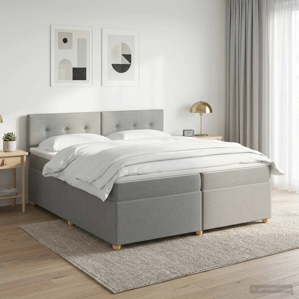 Letto box spring con materasso Grigio Chiaro 200 x 200 cm 3451035