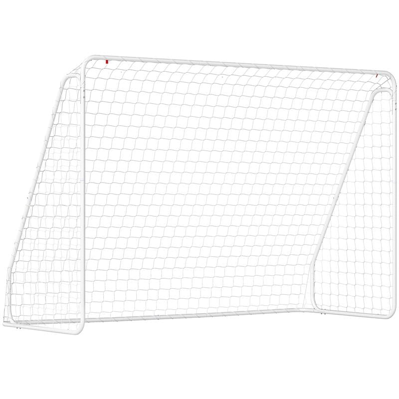 PORTA DA CALCIO PER GIARDINO E PARCO CON 6 PICCHETTI A U, IN PE E METALLO EPOSSIDICO, 301X120X200 CM, BIANCO