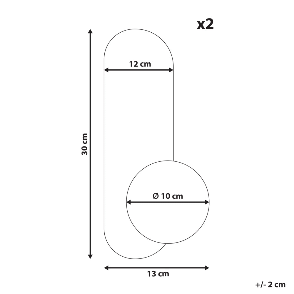 Set di 2 lampade da parete ovali con paralumi a globo in vetro bianco stile retrò