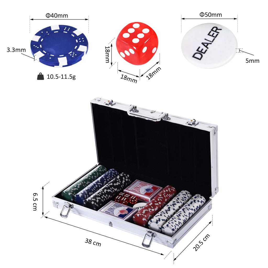 Set da Poker con 300 Fichas ¨C Minimal ¨C Aluminio