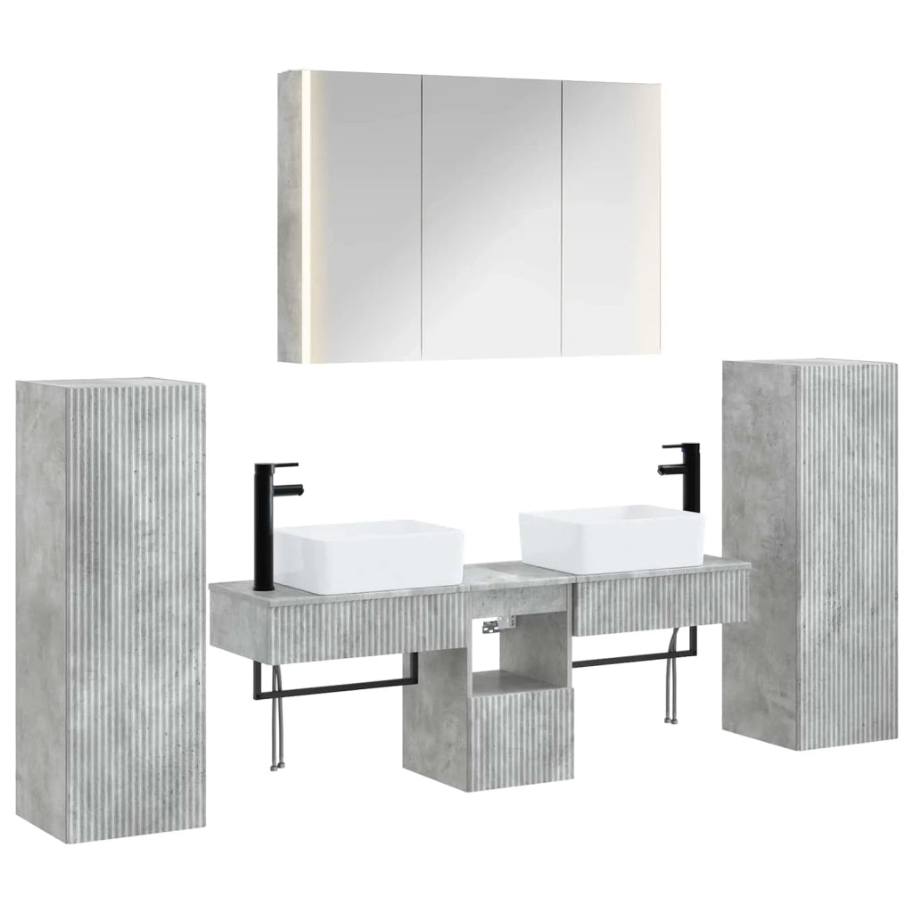 Set di mobili per il bagno 6 pz Grigio Cemento 3407138