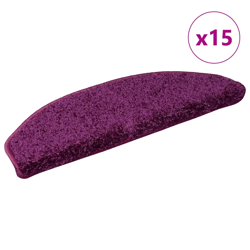 Tappetini per scale 15 pz 65x21x4 cm Viola Semicircolari Grandi 133905