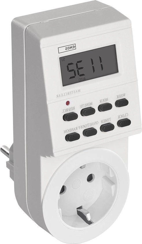 Timer digitale per interruttore con 8 impostazioni configurabili - sicurezza per bambini - alimentazione a batterie - classe IP20 - 3680 W - cambiamento di ora legale - bianco