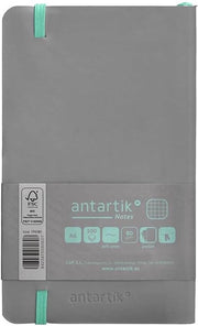 Taccuino con elastico - a righe - A6 - 100 pagine - grigio e blu turquesa