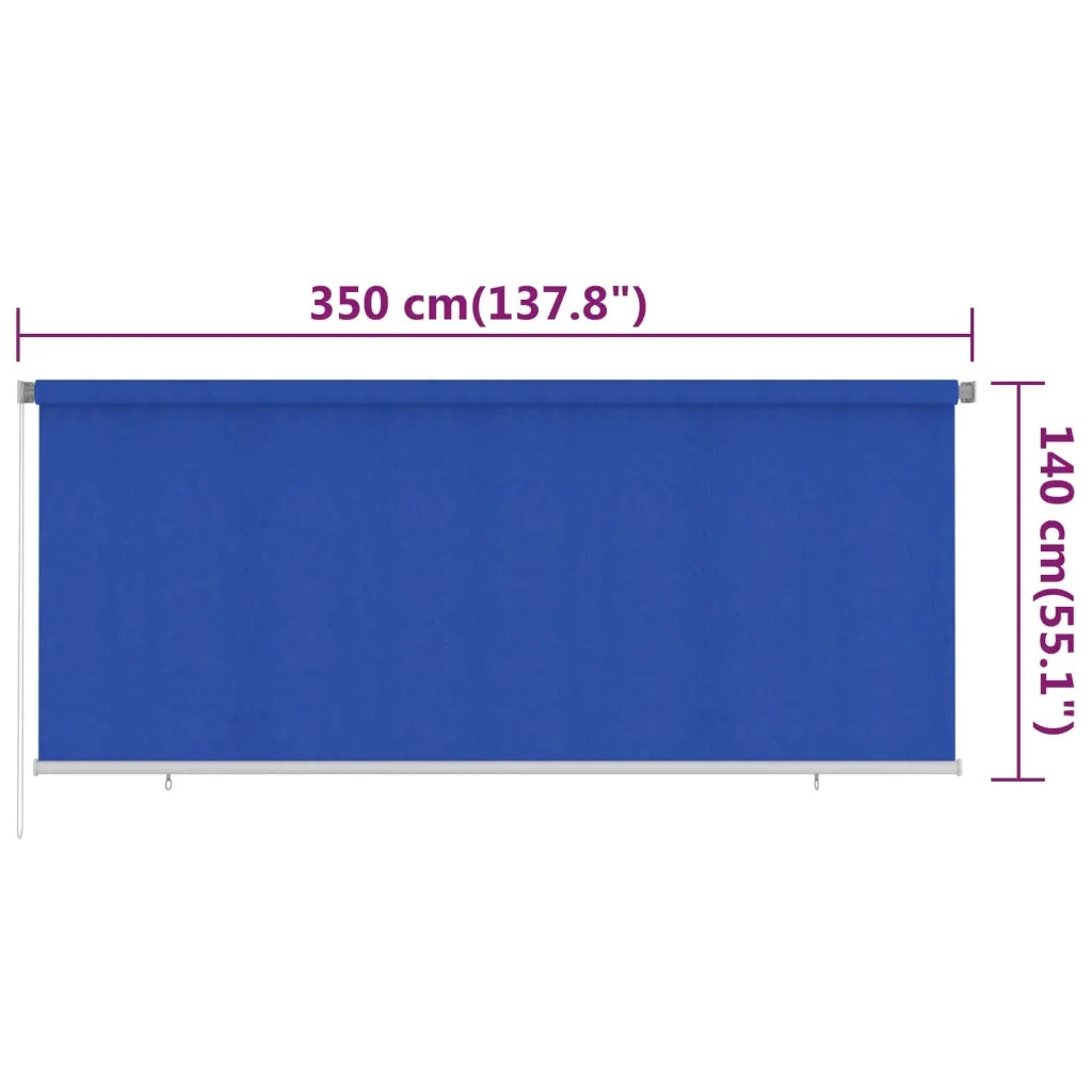 Tenda a Rullo per Esterni 355(L)x140(A) cm Blu HDPE 312846