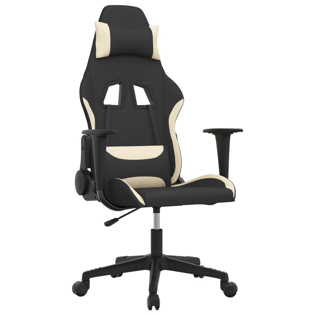 Sedia da Gaming Nero e Crema in Tessuto 345491