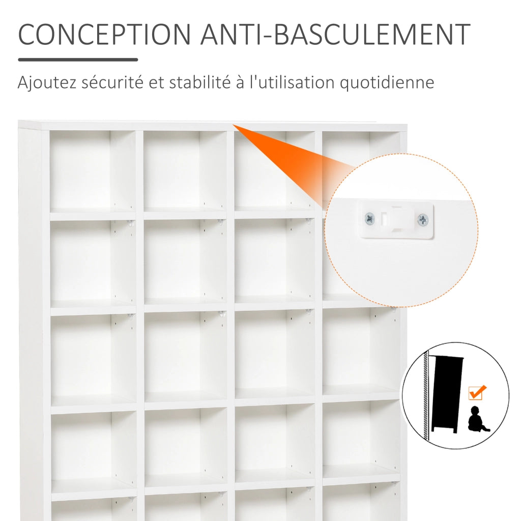 Libreria Mobile Multimedia 456 CD 336 DVD ¨C Xylo ¨C Legno Bianco Scaffale Ripiani Regolabili 89x130,5cm
