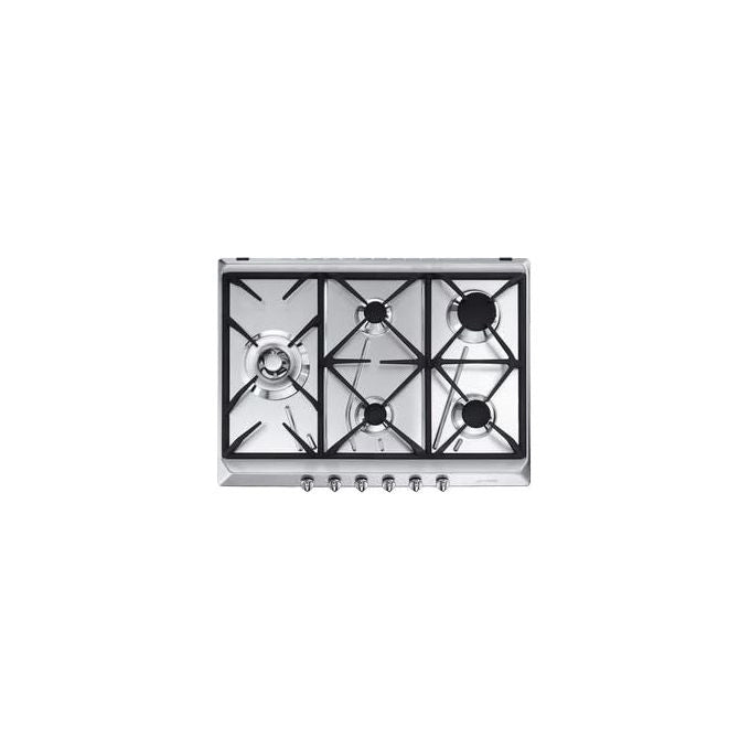 Smeg SRV575GH5 Estetica Contemporanea Piano Cottura a Gas 5 Fuochi Griglie in Ghisa 75 cm Acciaio Inox