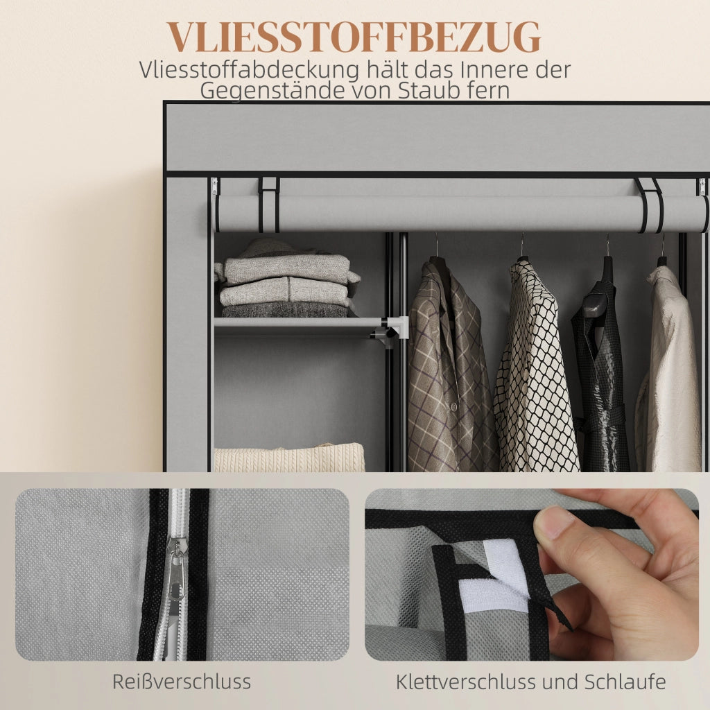 Armadio in Tessuto con 6 Ripiani e Appendiabiti ¨C Minimal ¨C Grigio Chiaro