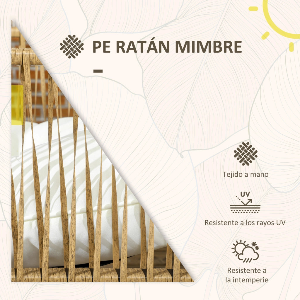 Set Giardino Esterno con 2 Poltrone, Divano 2 Posti, Tavolino e Cuscini ¨C Minimal ¨C Polyrattan, Crema