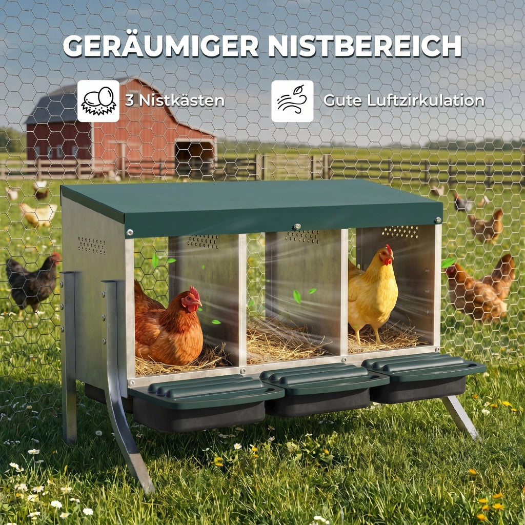 Nido per Galline con 3 Scomparti ¨C Minimal ¨C Grigio 84x55x61 cm