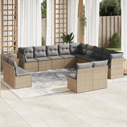 Set Divani da Giardino 12 pz con Cuscini Beige in Polyrattan 3218419