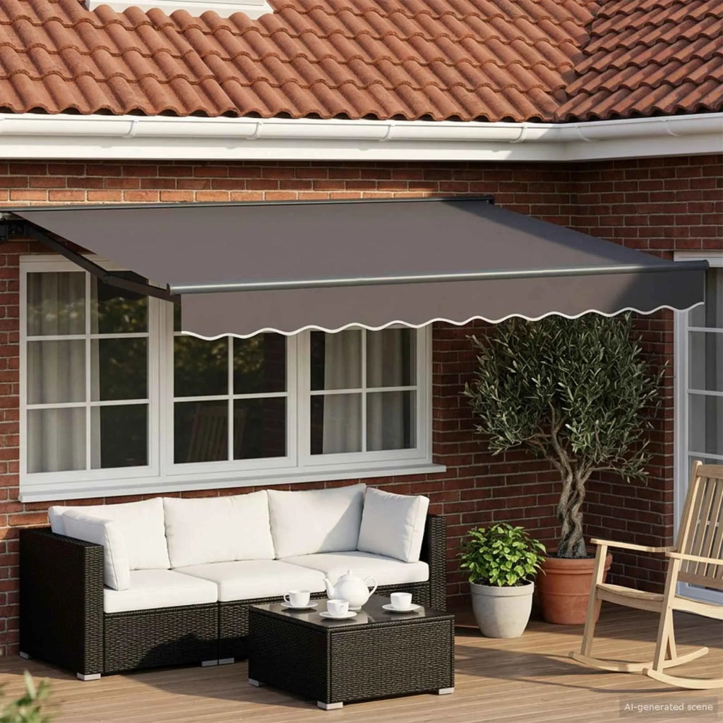 Cornice per Tenda Manuale con LED Antracite 3,5 x 2,5 m 3420822