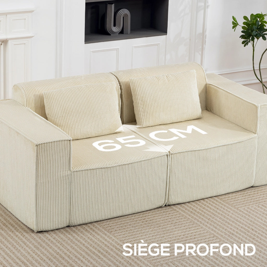 Divano 3 posti in velluto ¨C zephmum ¨C beige 202x90x76