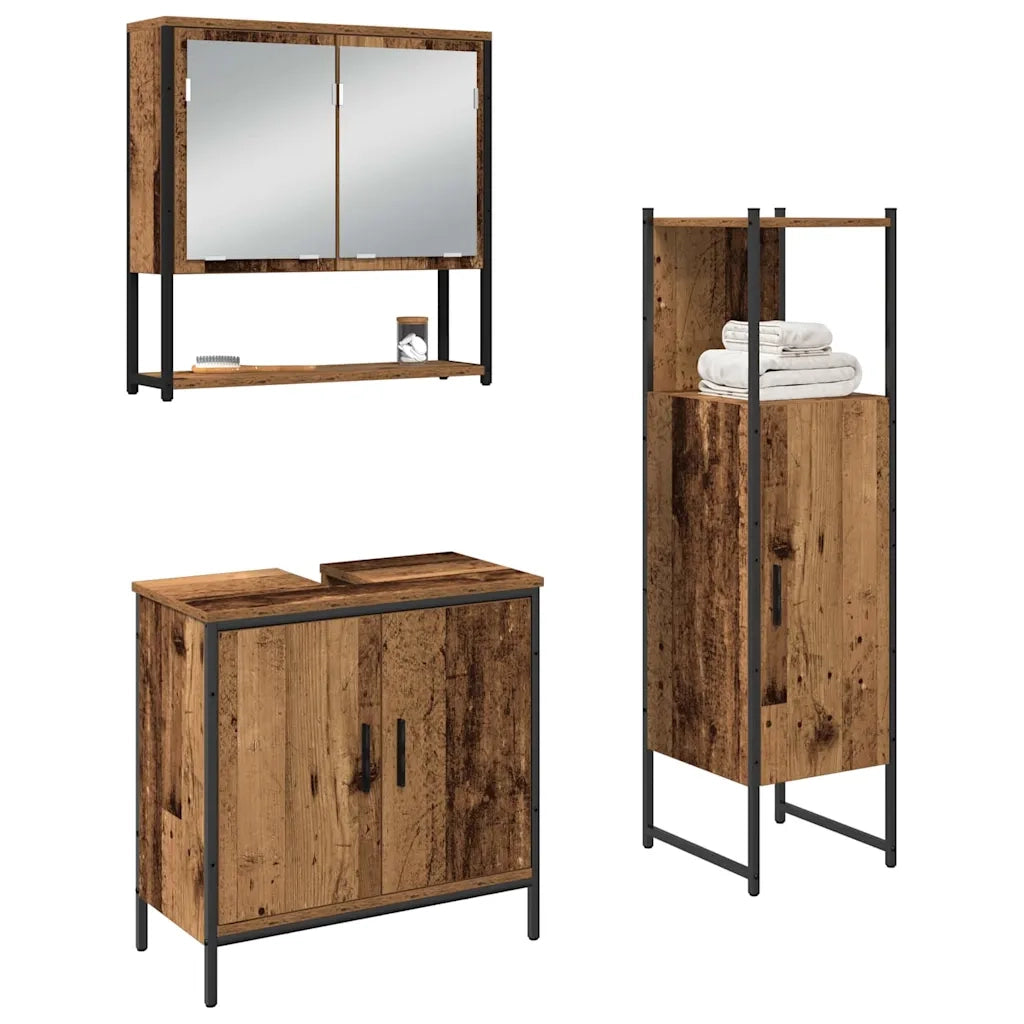 Set di mobili per il bagno 3 pcs Marrone Legno multistrato 3334367