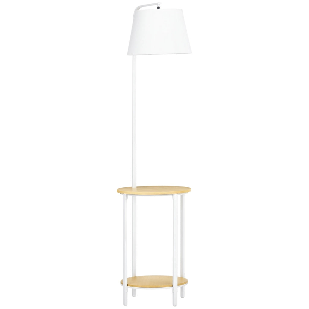 Lampada da terra con 2 ripiani ¨C zephmum ¨C Naturale + Bianco