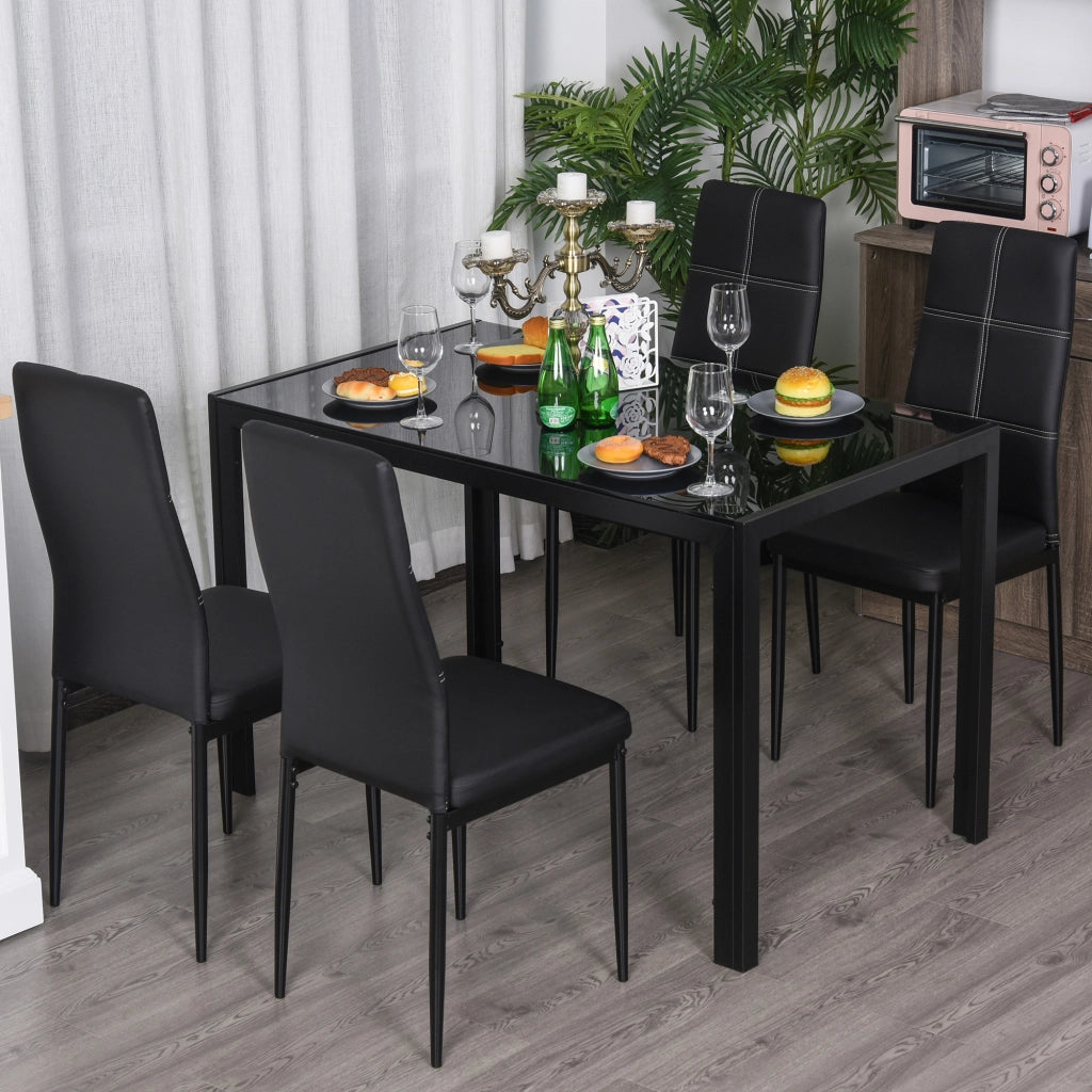 Set 5 Pezzi con Tavolo e Sedie da Pranzo ¨C zephmum ¨C Nero