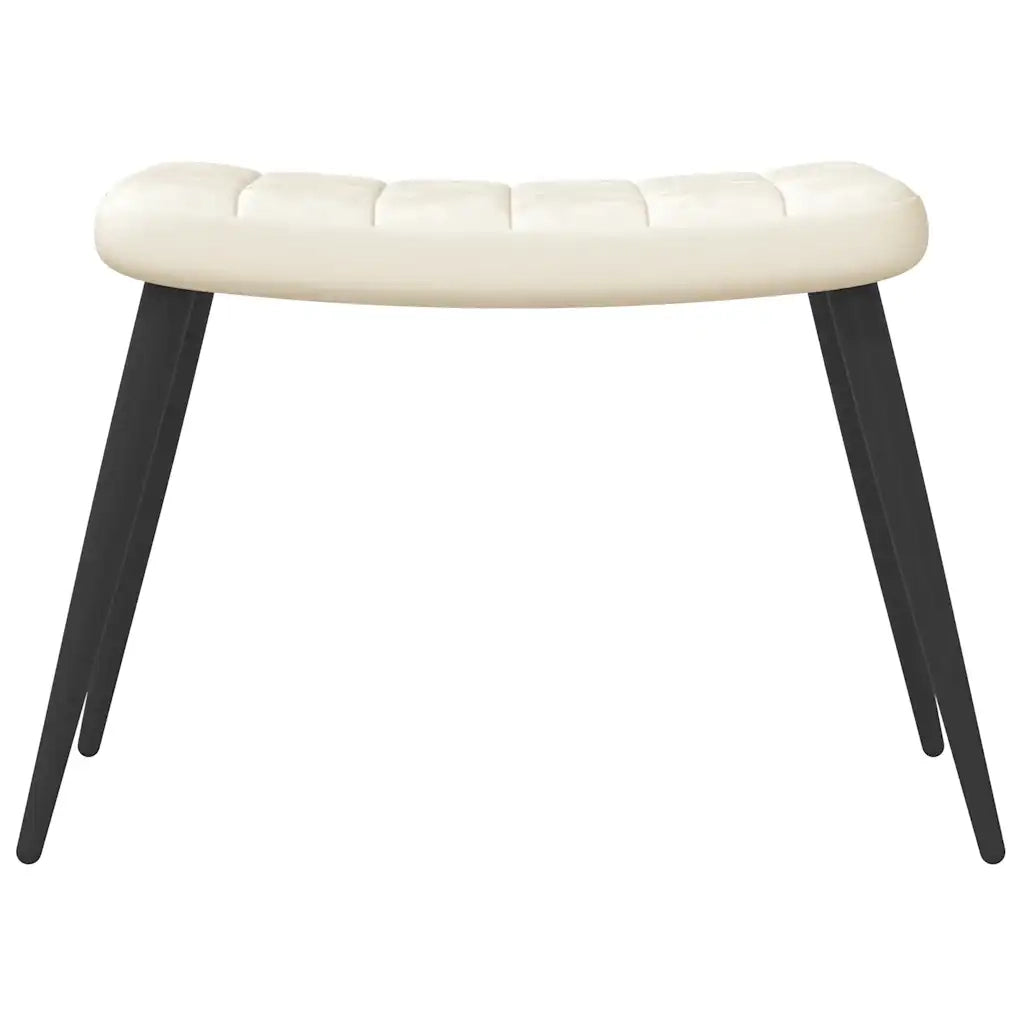 Poltrona Relax con Sgabello Bianco Crema in Velluto 327697