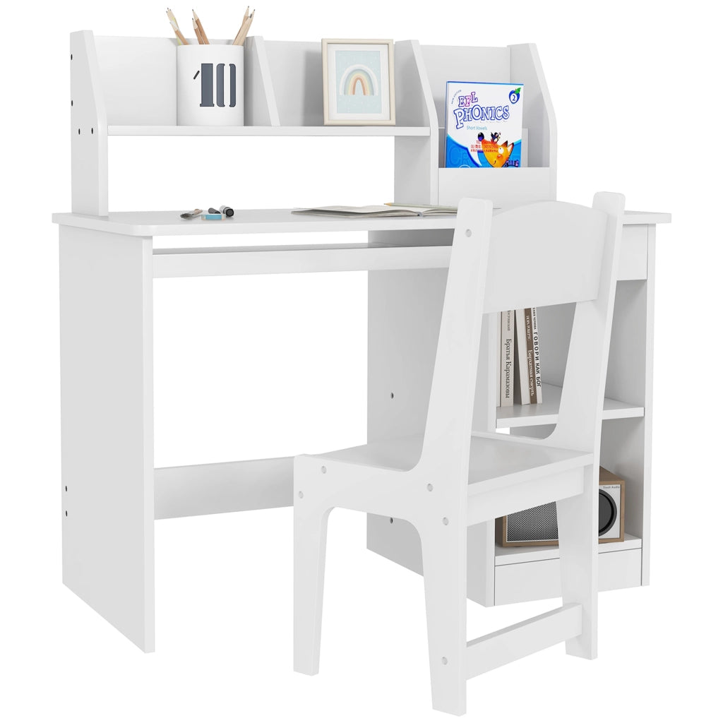 Scrivania per Bambini con Sedia e Cassetti ¨C Minimal ¨C 90x45x90 cm Bianca