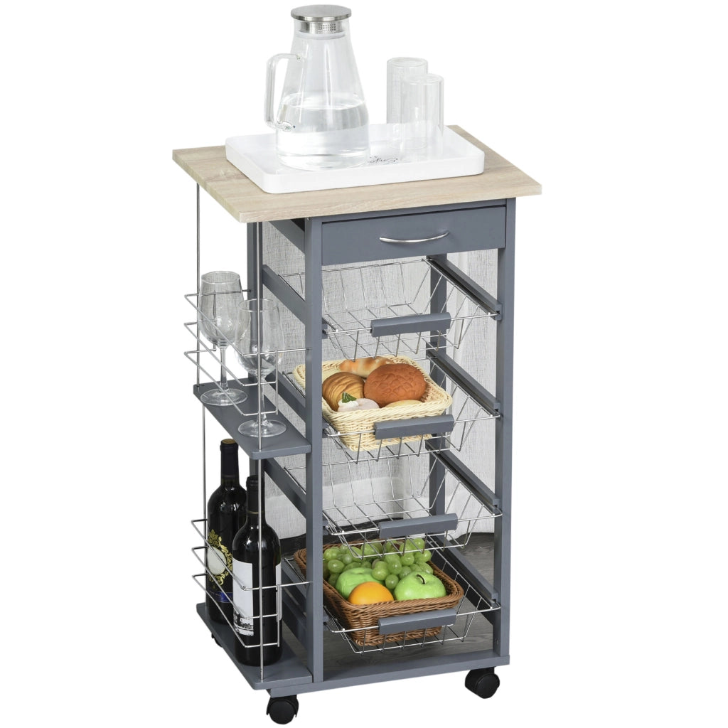 Carrello da Cucina con Cassetto e Cestelli ¨C Minimal ¨C Grigio Scuro
