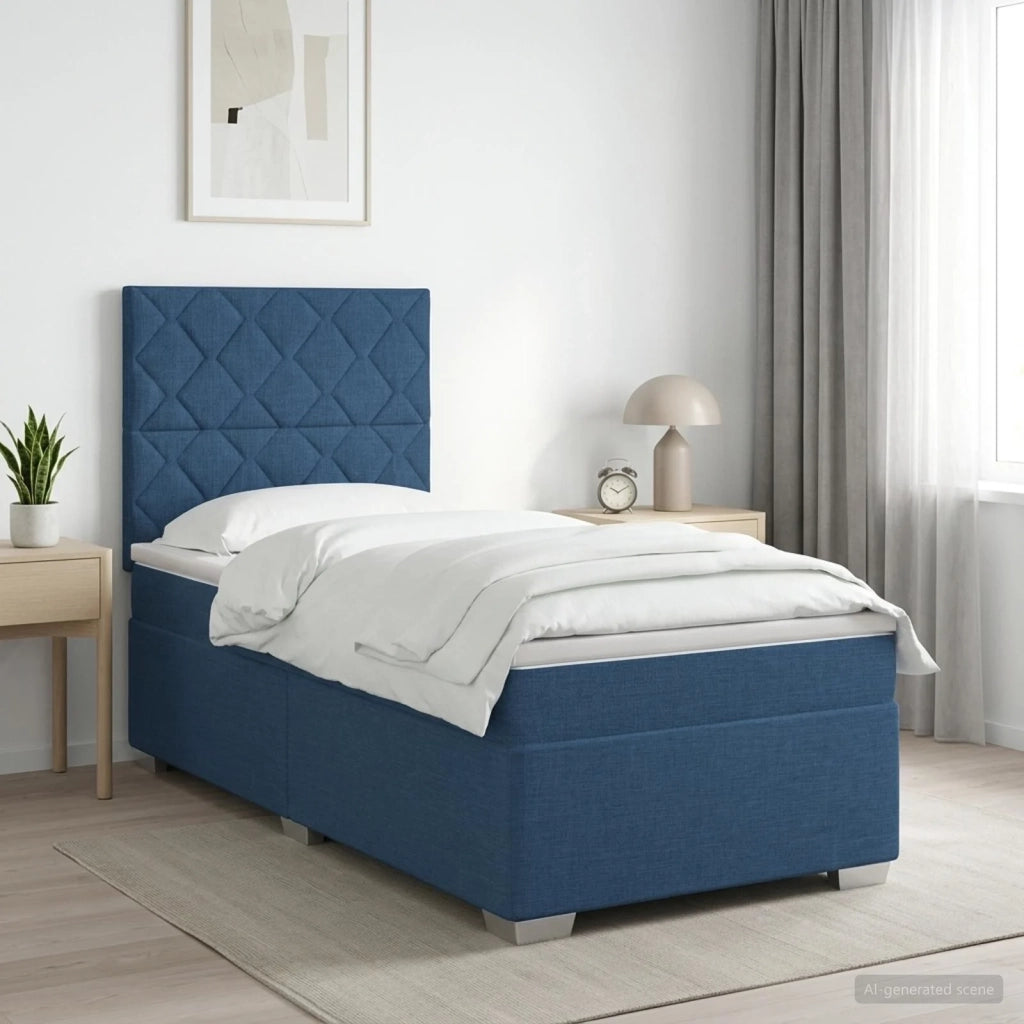 Letto box spring con materasso Blu 100 x 200 cm Tessuto 3454816
