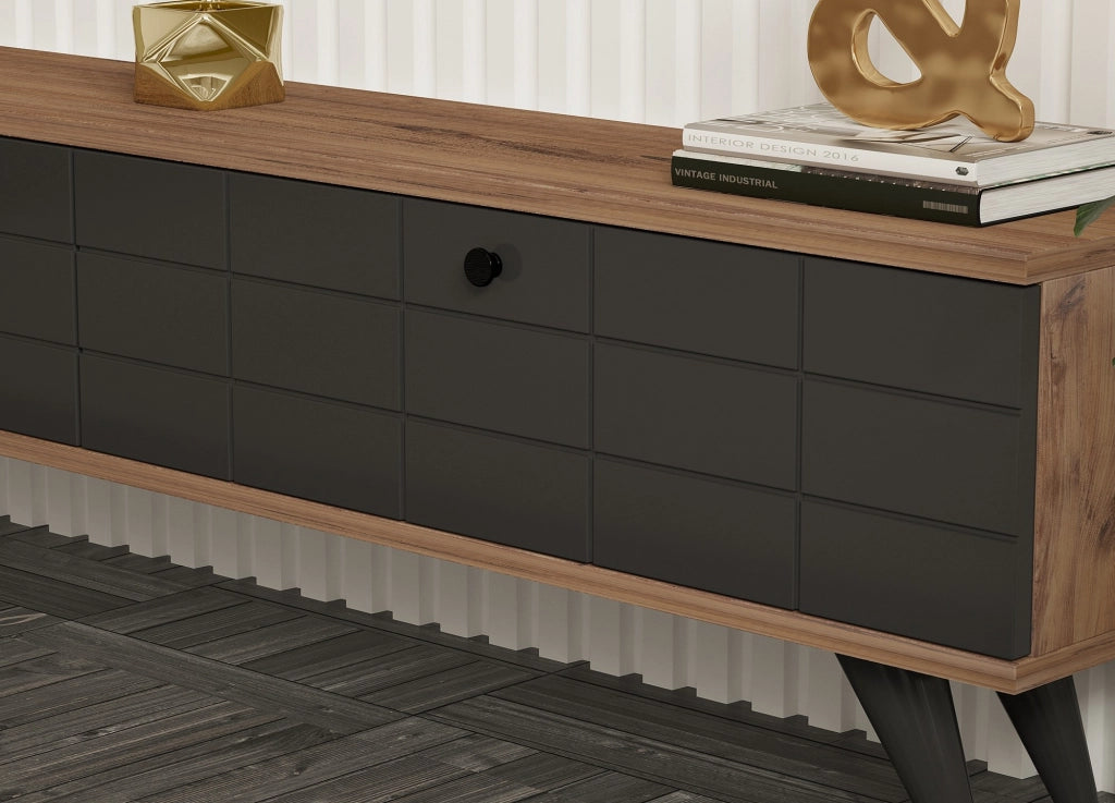 Porta TV in legno "Alberi" - 160 x 25 x 35 cm - Grigio antracite