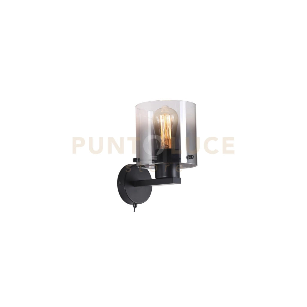 Lampada da parete Sweden 1Lt - Nero opaco e vetro fumé
