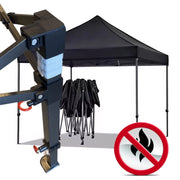 Gazebo 3x3m nero certificato IGNIFUGO SENZA laterali pieghevole portatile estendibile richiudibile estensibile acciaio per fiere eventi stand chiosco tenda tendone mercato mercatino