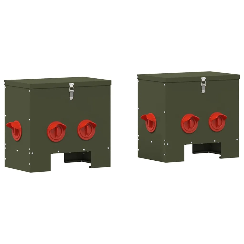 Feeder per pollo 2 pcs Verde oliva 40,5 x 25 x 38 cm 879985