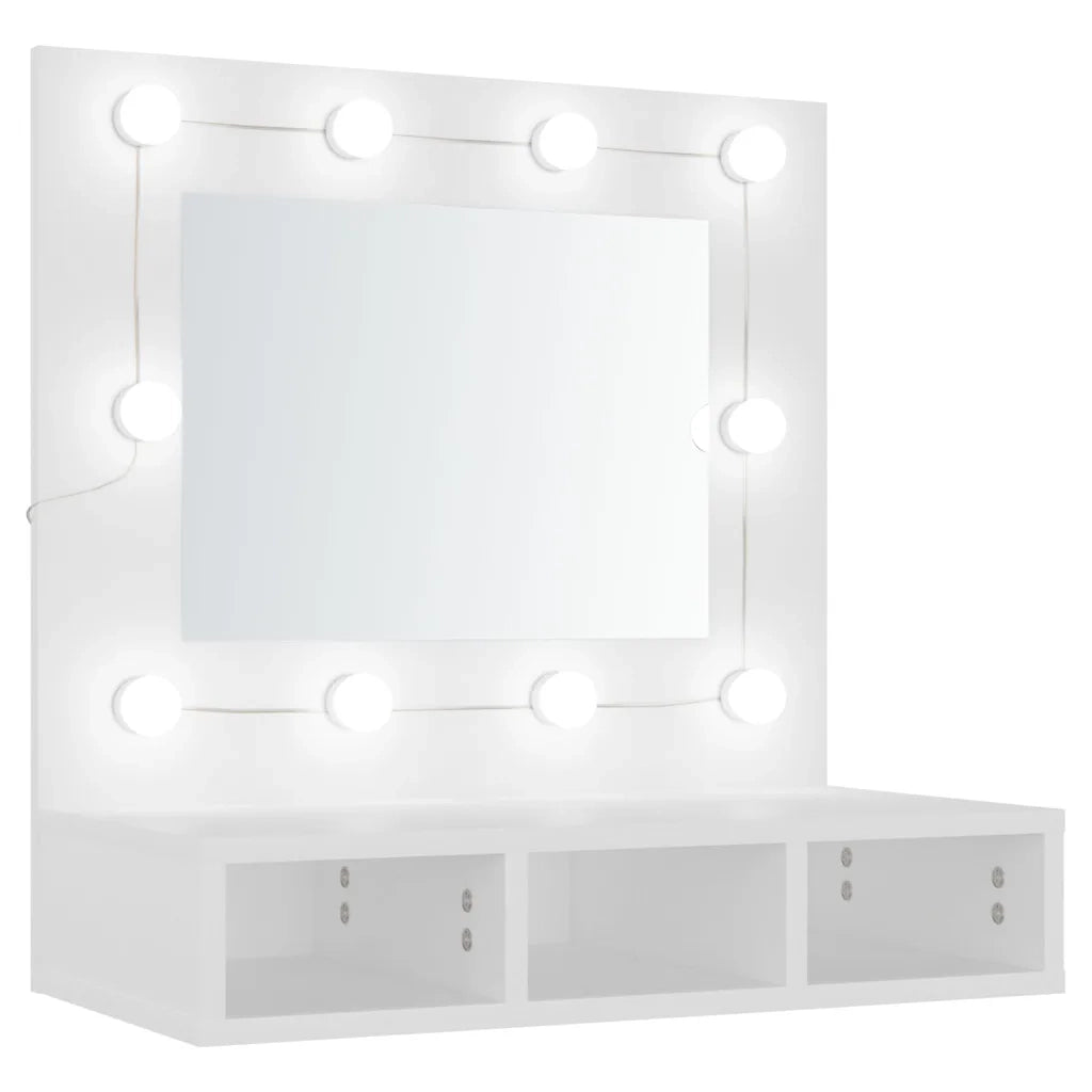 Mobile a Specchio con LED-Armadietto a Specchio Bianco 60x31,5x62 cm