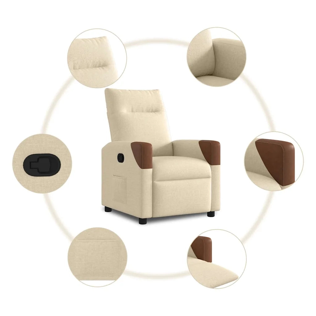 Poltrona Reclinabile in Tessuto Crema 4104813