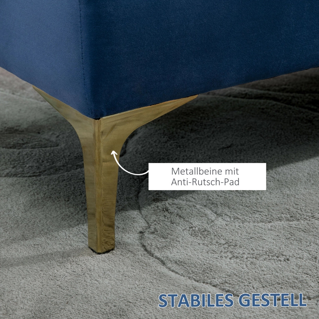Letto contenitore imbottito in velluto blu ¨C Minimal ¨C 90x200 cm