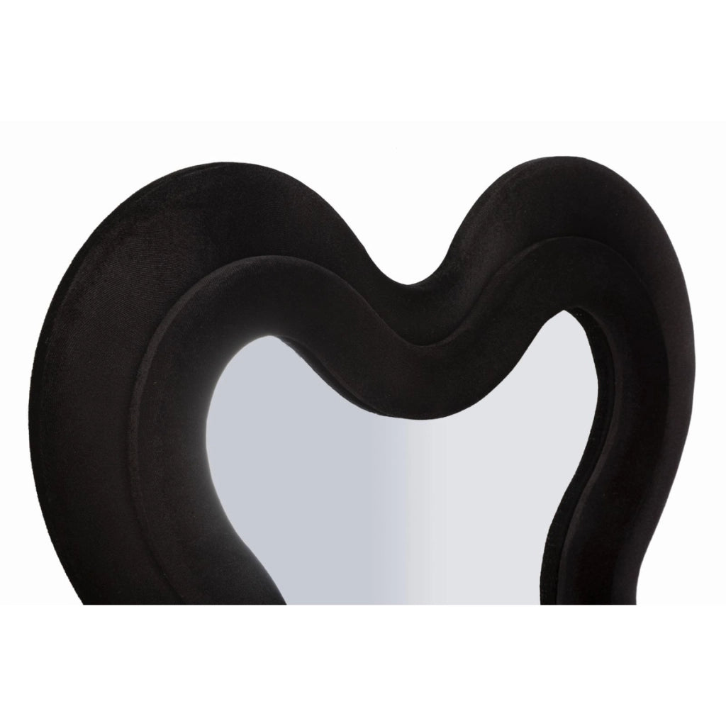 Specchio con Cornice Onda 5, Nero, MDF, 58x4x160 cm