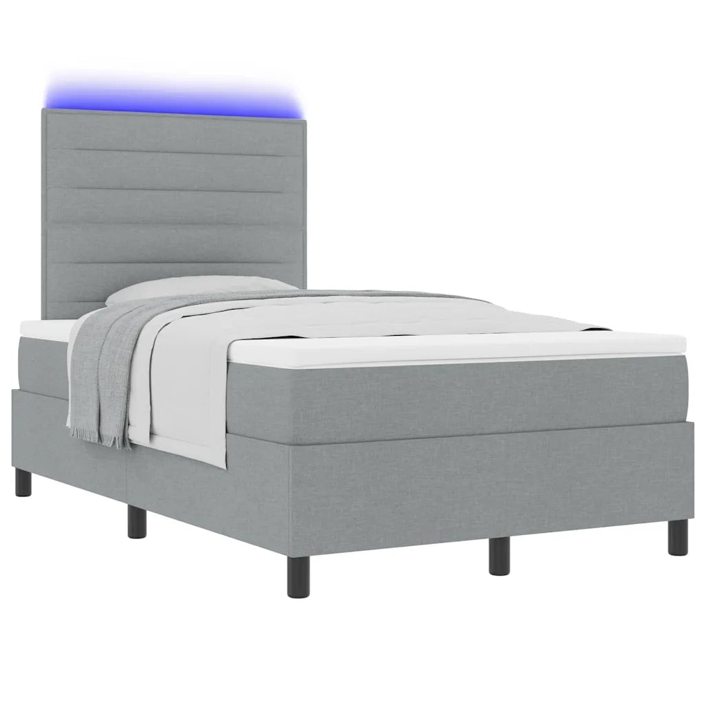 Letto a molle con materasso Grigio chiaro 120 x 200 cm Tessuto