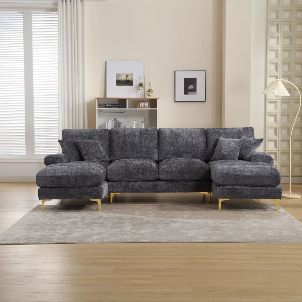 Divano angolare U ¨C MINIMAL ¨C Chenille, 5 posti, grigio