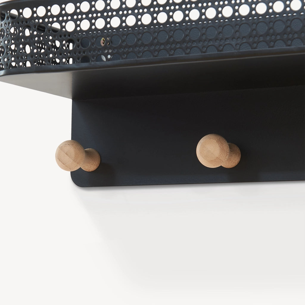 Appendiabiti da Parete Jäller con Mensola e 6 Ganci 60x14x12 cm Metallo - Nero [en.casa]