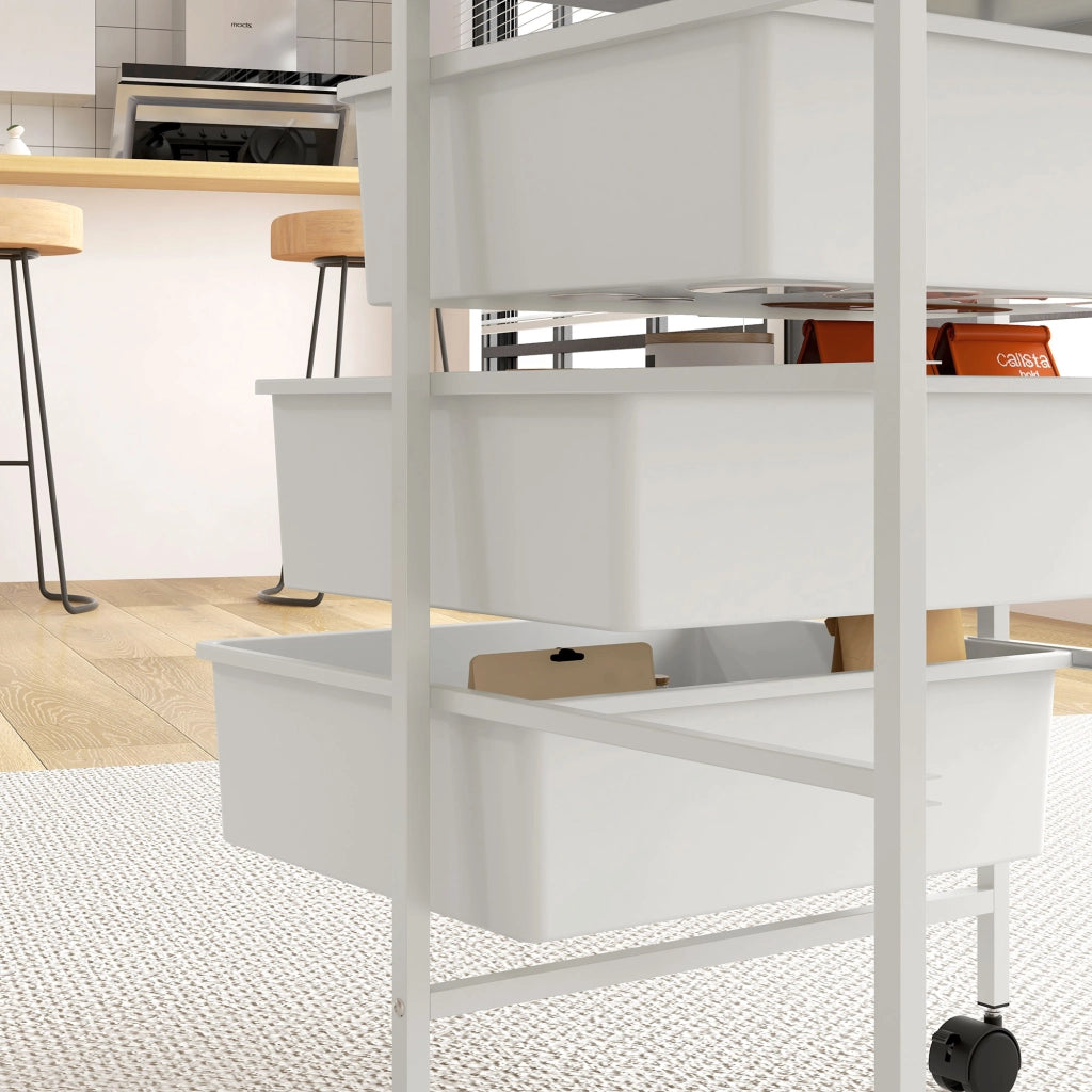 Carrello Multiuso con 3 Cestini ¨C Minimal ¨C Acciaio e PP, Bianco