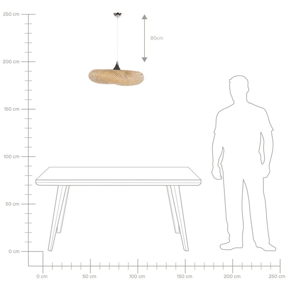 Lampada a sospensione in legno di bambù in legno Boho lampadario