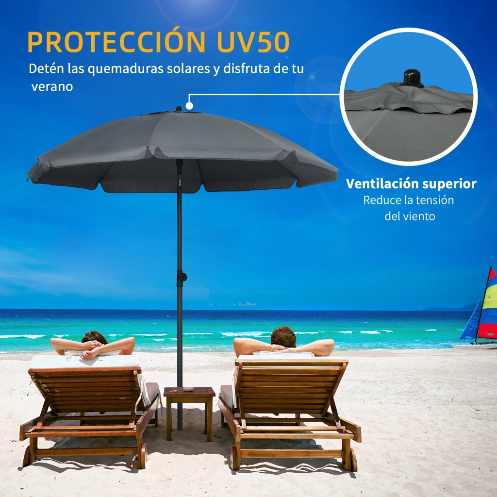 Ombrellone da Spiaggia ¨C Minimal ¨C Grigio Scuro ?180x209 cm