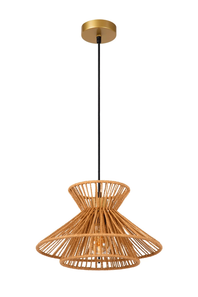Lampada a sospensione boho TASMAN legno chiaro E27 60W Lucide